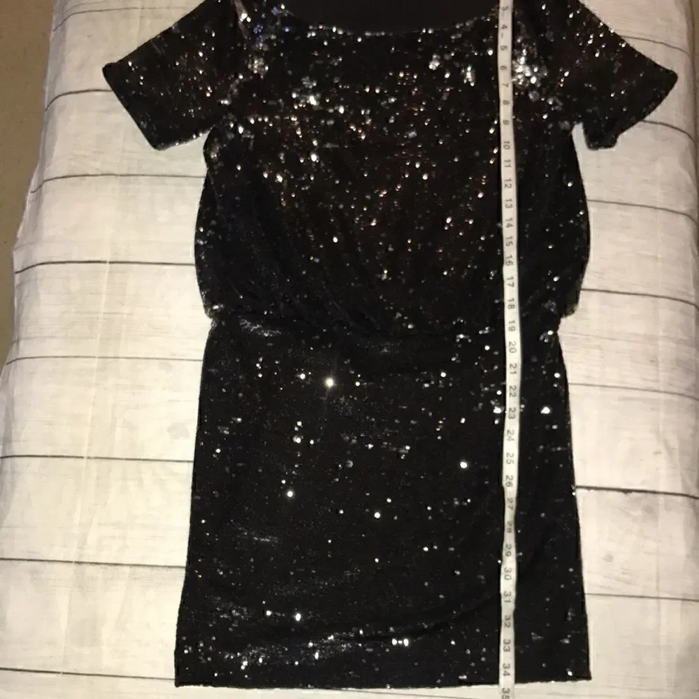 Rachel Zoe Sequin Blouson Mini Dress Flip Sequins